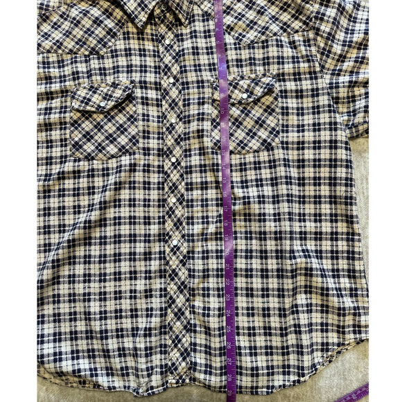 Northwest Blue Beige and Blue Plaid Pearl Snap Button Down Size XXL - Picture 6 of 7